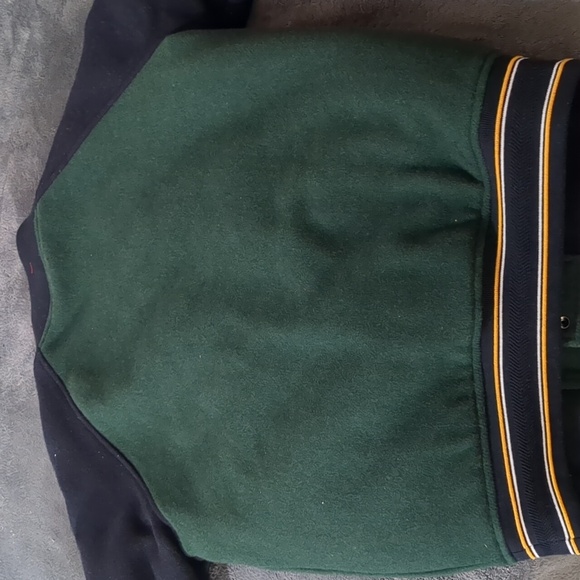 Superdry Upstate Bomber Jacket Dark Pine Green / Navy Wool Blend size M - Picture 4 of 11